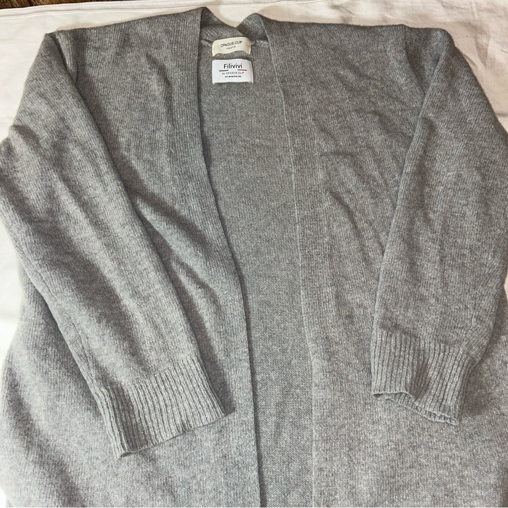 Filivivi For Opaque.clip Duster Open Cardigan Long Pockets Cozy Gray Women L